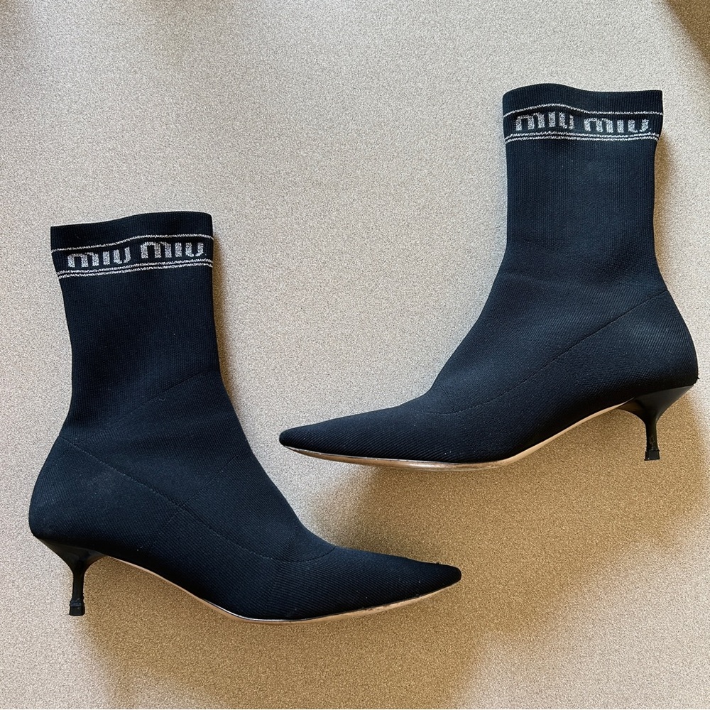 Designer MIU MIU Ankle Sock Boots - Size 8.5/9
